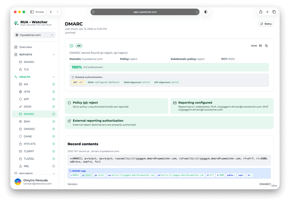 DMARC analyzer and monitoring platform that brings clarity to email authentication